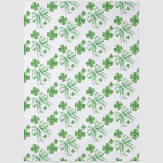 Papier Mousseline Green Bow Four Leaf Clover St. Patrick's Day (Recto)