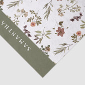 Papier Mousseline Green Burgundy Wildflower Monogram Name (Détail)