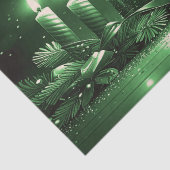 Papier Mousseline Green Candles Christmas Holiday Tissue Paper (Détail)