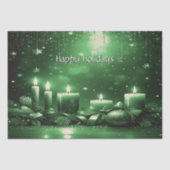 Papier Mousseline Green Candles Christmas Holiday Tissue Paper (Recto)