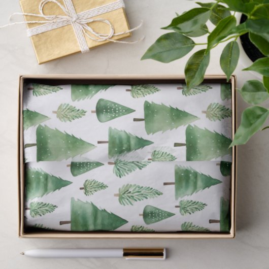 Papier Mousseline Green Christmas Trees (Cadeau)