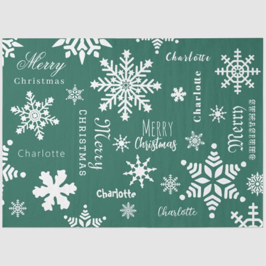 Papier Mousseline Green Custom Nom Noël Fête neige (Recto)