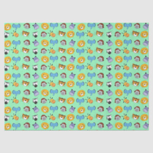 Papier Mousseline Green Cute Wild One Animal Illustrations Safari