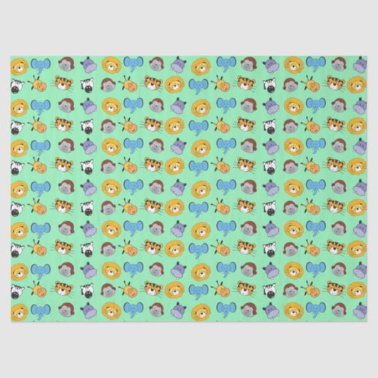 Papier Mousseline Green Cute Wild One Animal Illustrations Safari (Recto)