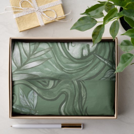 Papier Mousseline Green Dragonfly Goddess Art Dragonflies (Cadeau)