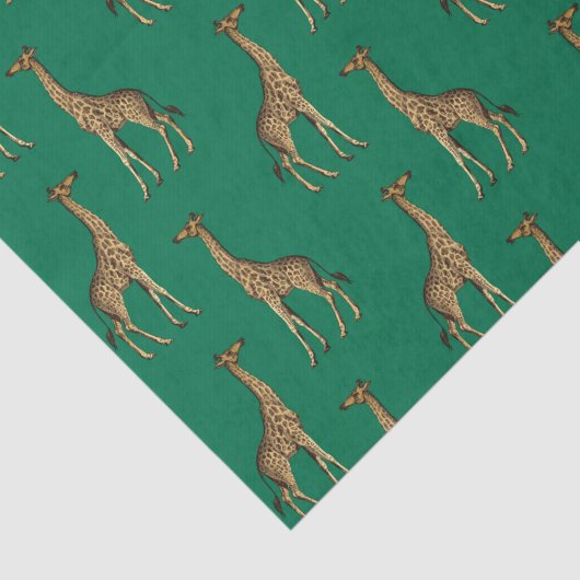 Papier Mousseline Green Giraffe Wildlife (Détail)