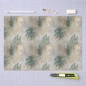 Papier Mousseline Green Glam Chic Gold White Feuilles tropicaux (Artisanat)