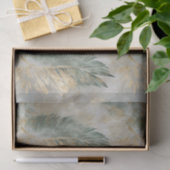 Papier Mousseline Green Glam Chic Gold White Feuilles tropicaux (Cadeau)