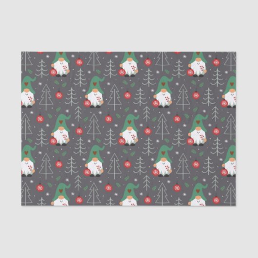 Papier Mousseline Green Gnome Arbre de Noël Motif (Recto)