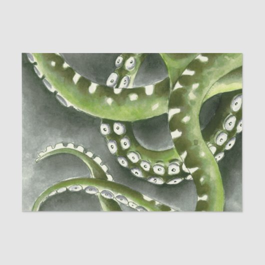 Papier Mousseline Green Grey Tentacles (Recto)