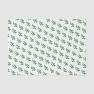 Papier Mousseline Green Holly aux baies rouges
