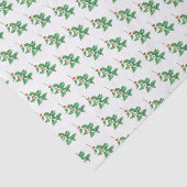 Papier Mousseline Green Holly With Red Berries (Détail)