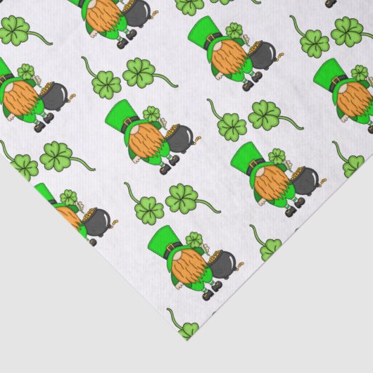 Papier Mousseline Green Leprechaun Gnome avec Shamrock (Détail)