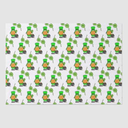 Papier Mousseline Green Leprechaun Gnome avec Shamrock (Recto)