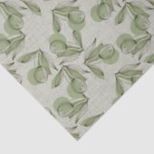 Papier Mousseline Green Olive & Leaf Pattern On Pastel Green (Détail)