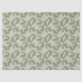 Papier Mousseline Green Olive & Leaf Pattern On Pastel Green (Recto)