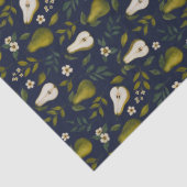 Papier Mousseline Green Pear Watercolor Pattern on Dark Blue  (Détail)