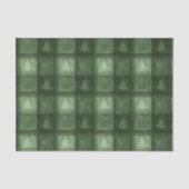 Papier Mousseline Green Plaid With Fir Tree Shapes Christmas Pattern (Recto)