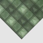 Papier Mousseline Green Plaid With Fir Tree Shapes Christmas Pattern (Détail)