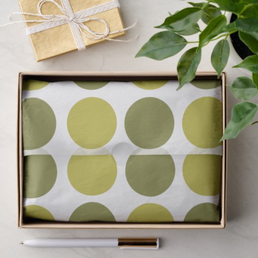 Papier Mousseline Green Polka Dots  (Cadeau)