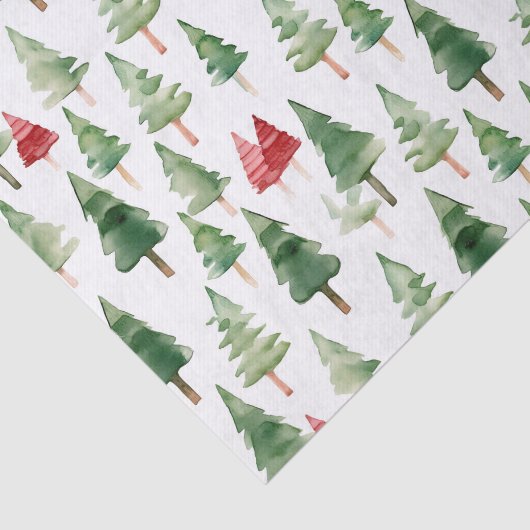 Papier Mousseline Green Red Christmas Trees (Détail)