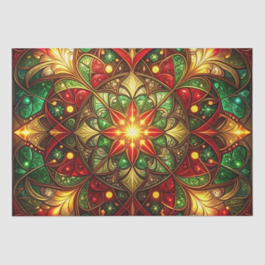 Papier Mousseline Green Red Decorative Holiday Tissue Paper (Recto)