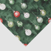 Papier Mousseline Green Red Ornaments Christmas (Détail)