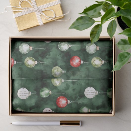 Papier Mousseline Green Red Ornaments Christmas (Cadeau)