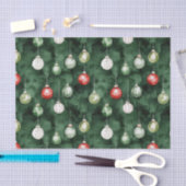 Papier Mousseline Green Red Ornaments Christmas (Artisanat)
