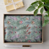 Papier Mousseline Green Red Peacock Feathers (Cadeau)