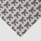 Papier Mousseline Green Red Plaid Stripes Bows Christmas (Détail)