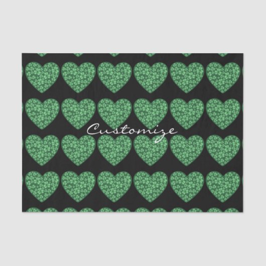 Papier Mousseline Green Shamrock Heart St Patrick's Day (Recto)