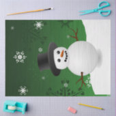 Papier Mousseline Green Snowman hiver scène Noël Tissu papier (Artisanat)