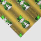 Papier Mousseline Green Snowman sur Gold Christmas (Détail)