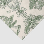 Papier Mousseline Green Toile Christmas Bells & Ornaments Pattern (Détail)