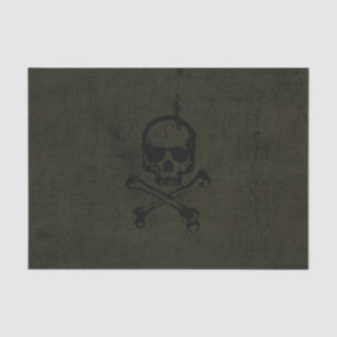 Papier Mousseline Green vintage Grunge Skull Crossbones Halloween