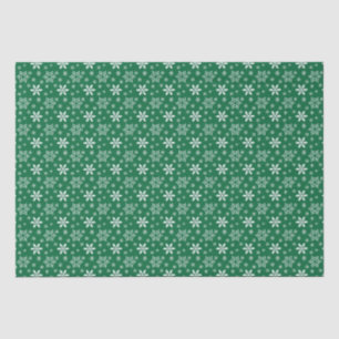 Papier Mousseline Green White Snowflakes Fête Noël