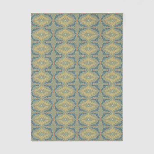 Papier Mousseline Greenish Retro Vintage Pattern (Recto)