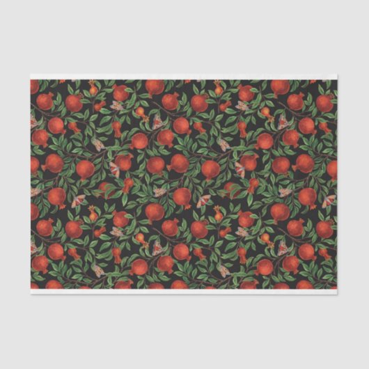 Papier Mousseline Grenades et papillons Bella (Recto)