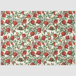 Papier Mousseline Grenades et papillons Bella sur blanc