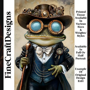 Papier Mousseline Grenouille anthropomorphe chic steampunk découpage