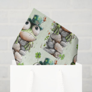 Papier Mousseline Grenouille avec chapeau vert et motif mignon de tr