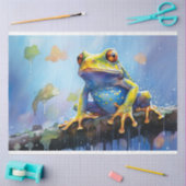 Papier Mousseline Grenouille en aquarelle 3 papier décolpage (Artisanat)