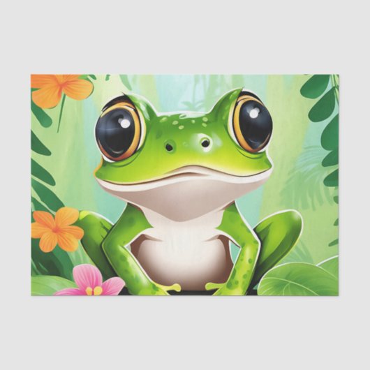 Papier Mousseline Grenouille mignonne colorée (Recto)