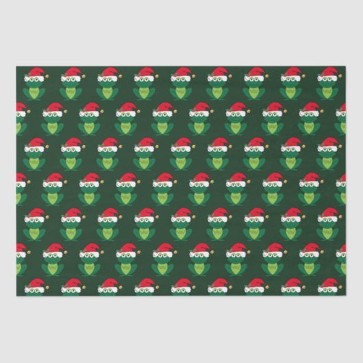 Papier Mousseline Grenouille Noël mignonne Motif de vacances vert (Recto)