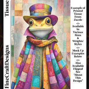 Papier Mousseline Grenouille Royale Dans Manteau Et Chapeau Arc-en-C