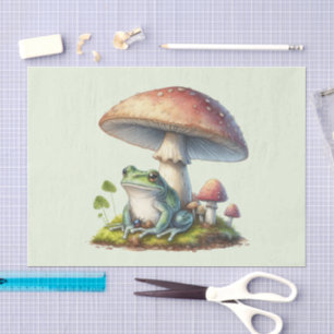 Papier Mousseline Grenouille sous un champignon Mignon Nature