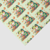 Papier Mousseline Grenouille verte Boire Orange Boba Motif (Détail)