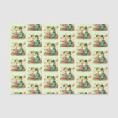 Papier Mousseline Grenouille verte Boire Orange Boba Motif (Recto)