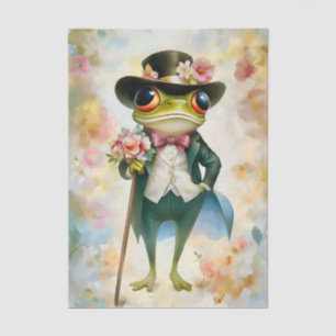 Papier Mousseline Grenouille Victorienne Élégante et Fantaisiste Déc